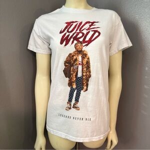 Red and White Short Sleeve Tee with Juice WRLD Graphic